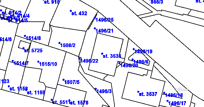 Parcela st. 3538 v KÚ Trutnov, Katastrální mapa