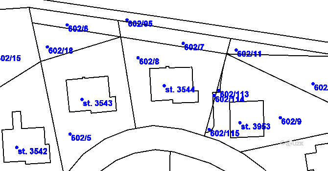 Parcela st. 3544 v KÚ Trutnov, Katastrální mapa