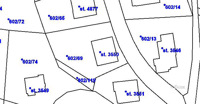 Parcela st. 3550 v KÚ Trutnov, Katastrální mapa