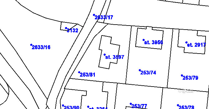 Parcela st. 3597 v KÚ Trutnov, Katastrální mapa