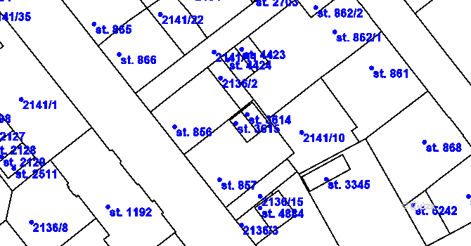 Parcela st. 3615 v KÚ Trutnov, Katastrální mapa