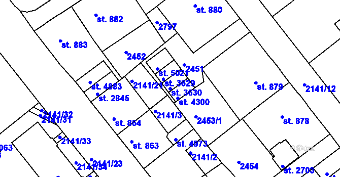 Parcela st. 3630 v KÚ Trutnov, Katastrální mapa