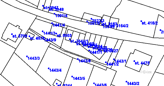 Parcela st. 3645 v KÚ Trutnov, Katastrální mapa