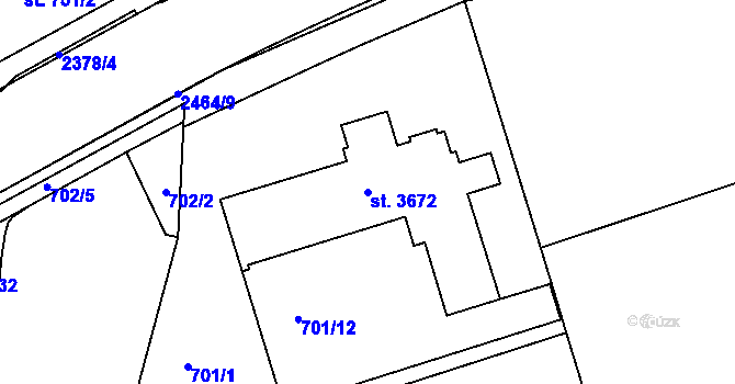 Parcela st. 3672 v KÚ Trutnov, Katastrální mapa