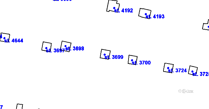 Parcela st. 3699 v KÚ Trutnov, Katastrální mapa