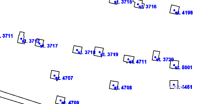 Parcela st. 3719 v KÚ Trutnov, Katastrální mapa