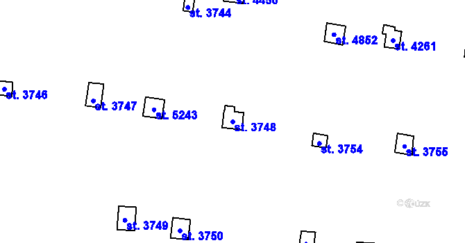 Parcela st. 3748 v KÚ Trutnov, Katastrální mapa