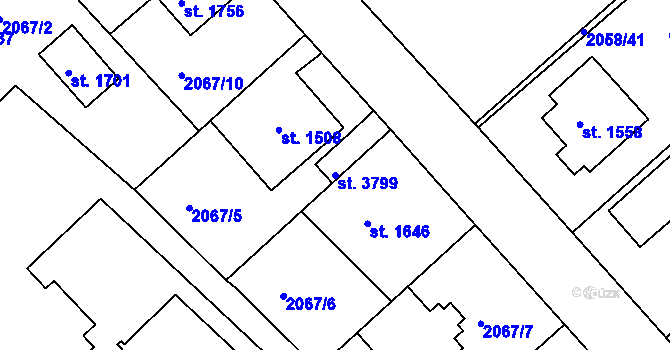 Parcela st. 3799 v KÚ Trutnov, Katastrální mapa
