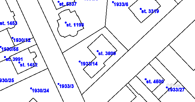 Parcela st. 3809 v KÚ Trutnov, Katastrální mapa