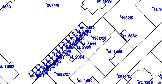 Parcela st. 3811 v KÚ Trutnov, Katastrální mapa