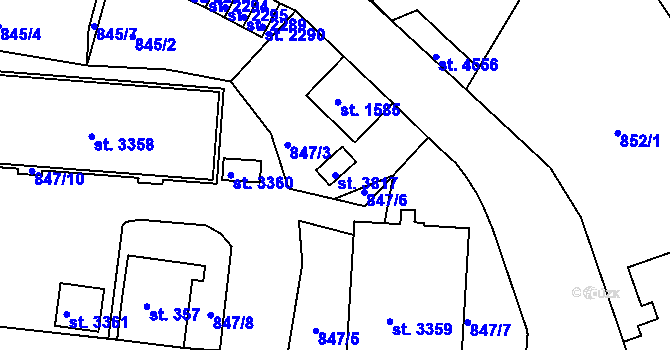 Parcela st. 3817 v KÚ Trutnov, Katastrální mapa