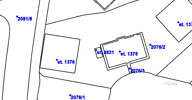 Parcela st. 3831 v KÚ Trutnov, Katastrální mapa