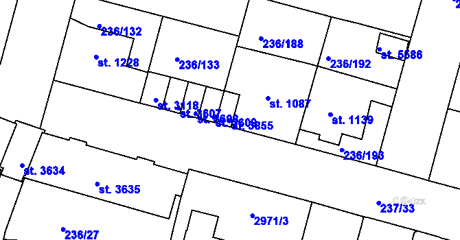 Parcela st. 3855 v KÚ Trutnov, Katastrální mapa