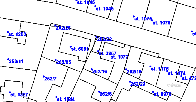 Parcela st. 3857 v KÚ Trutnov, Katastrální mapa
