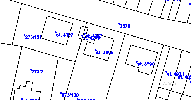 Parcela st. 3866 v KÚ Trutnov, Katastrální mapa