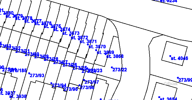 Parcela st. 3869 v KÚ Trutnov, Katastrální mapa