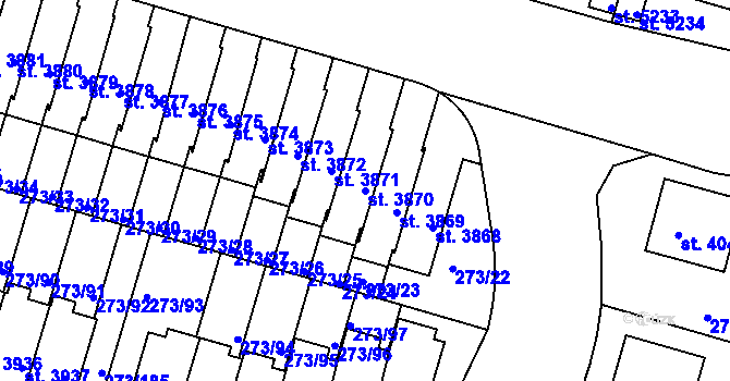Parcela st. 3870 v KÚ Trutnov, Katastrální mapa