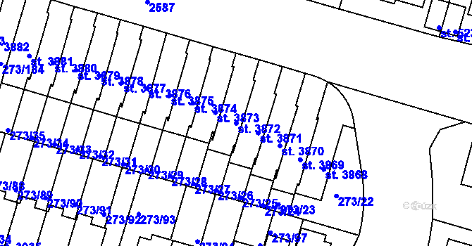 Parcela st. 3872 v KÚ Trutnov, Katastrální mapa