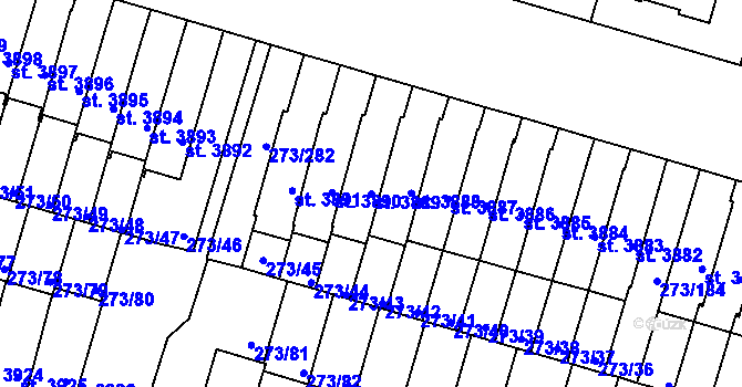 Parcela st. 3889 v KÚ Trutnov, Katastrální mapa