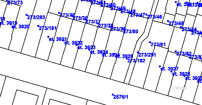 Parcela st. 3925 v KÚ Trutnov, Katastrální mapa