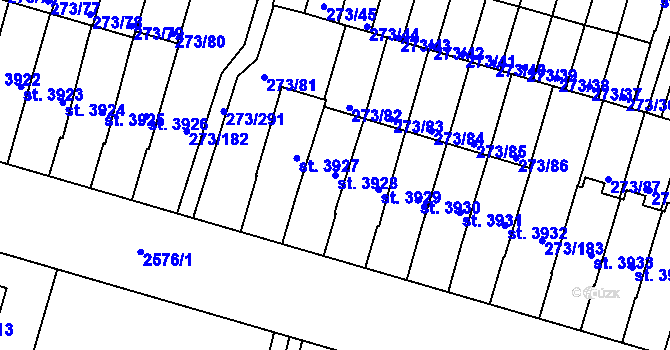Parcela st. 3928 v KÚ Trutnov, Katastrální mapa
