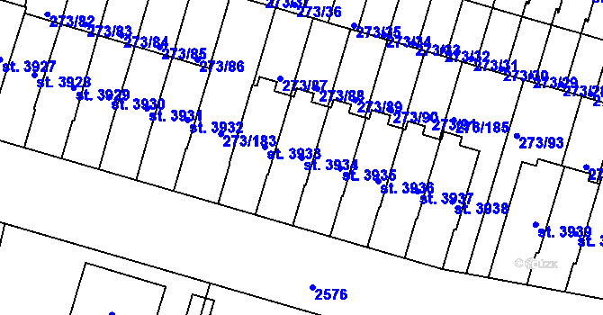 Parcela st. 3934 v KÚ Trutnov, Katastrální mapa