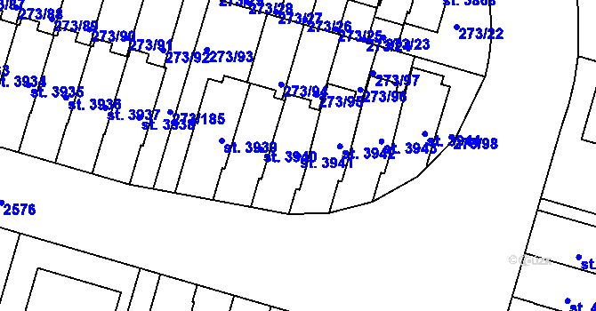 Parcela st. 3941 v KÚ Trutnov, Katastrální mapa