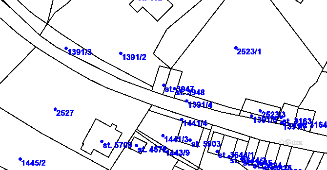 Parcela st. 3947 v KÚ Trutnov, Katastrální mapa