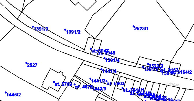 Parcela st. 3948 v KÚ Trutnov, Katastrální mapa