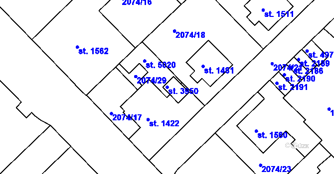 Parcela st. 3950 v KÚ Trutnov, Katastrální mapa