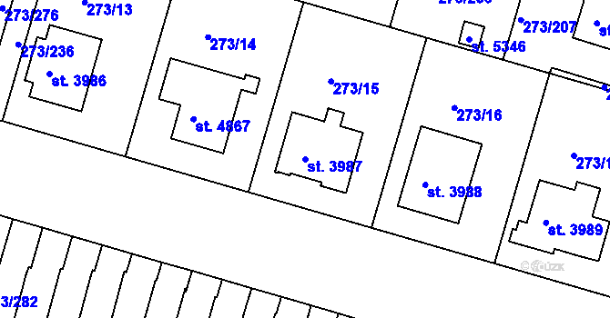Parcela st. 3987 v KÚ Trutnov, Katastrální mapa