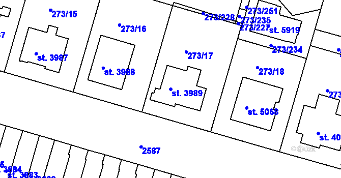 Parcela st. 3989 v KÚ Trutnov, Katastrální mapa