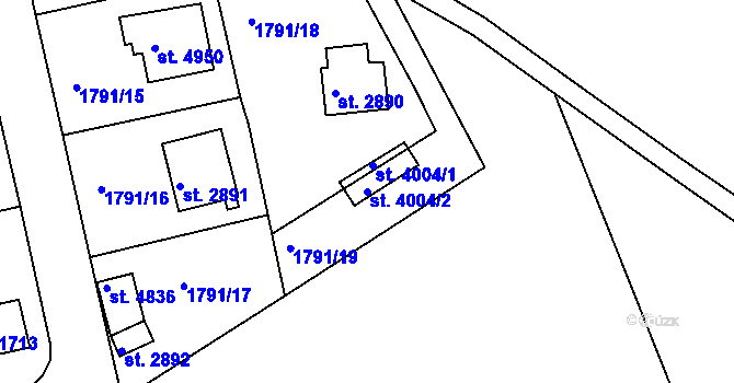 Parcela st. 4004/2 v KÚ Trutnov, Katastrální mapa