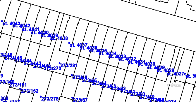 Parcela st. 4034 v KÚ Trutnov, Katastrální mapa