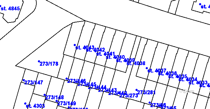 Parcela st. 4040 v KÚ Trutnov, Katastrální mapa