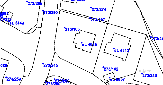 Parcela st. 4045 v KÚ Trutnov, Katastrální mapa
