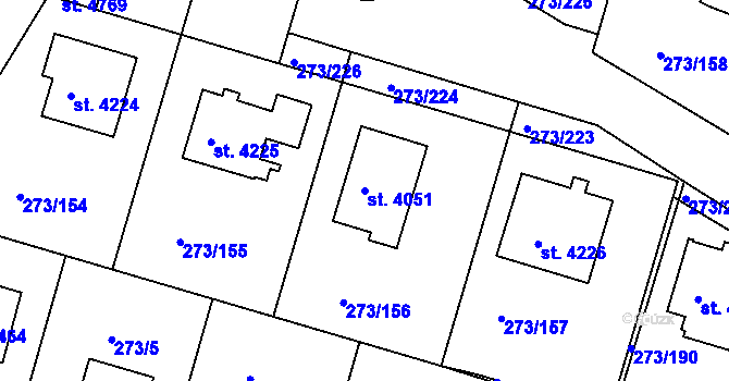 Parcela st. 4051 v KÚ Trutnov, Katastrální mapa