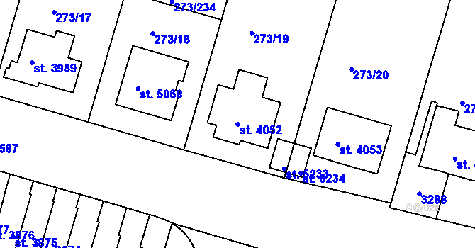 Parcela st. 4052 v KÚ Trutnov, Katastrální mapa