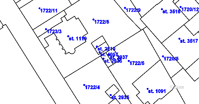 Parcela st. 4057 v KÚ Trutnov, Katastrální mapa