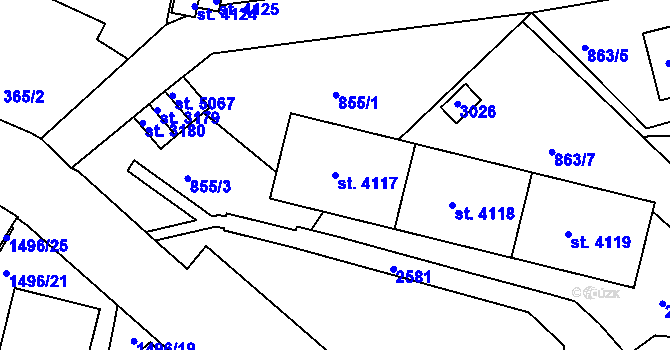 Parcela st. 4117 v KÚ Trutnov, Katastrální mapa