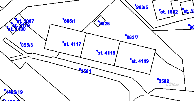 Parcela st. 4118 v KÚ Trutnov, Katastrální mapa