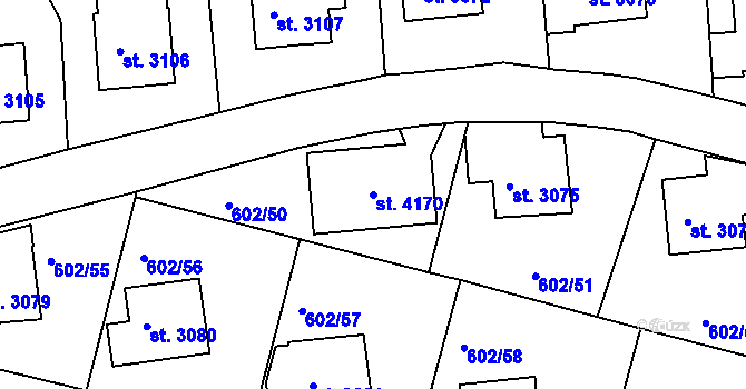 Parcela st. 4170 v KÚ Trutnov, Katastrální mapa