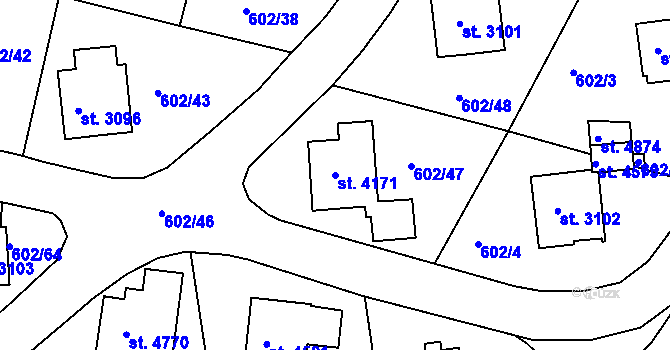 Parcela st. 4171 v KÚ Trutnov, Katastrální mapa
