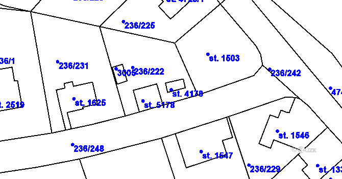 Parcela st. 4178 v KÚ Trutnov, Katastrální mapa