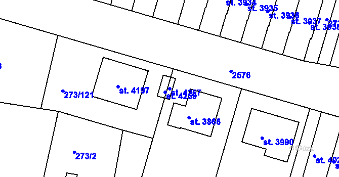 Parcela st. 4257 v KÚ Trutnov, Katastrální mapa