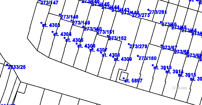 Parcela st. 4308 v KÚ Trutnov, Katastrální mapa