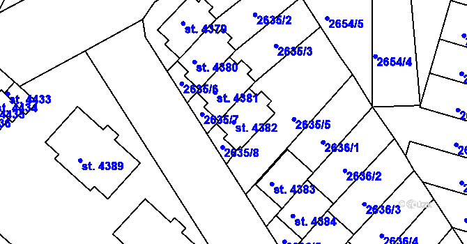 Parcela st. 4382 v KÚ Trutnov, Katastrální mapa