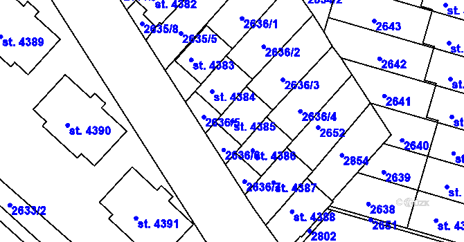 Parcela st. 4385 v KÚ Trutnov, Katastrální mapa