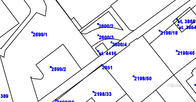 Parcela st. 4416 v KÚ Trutnov, Katastrální mapa