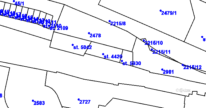 Parcela st. 4420 v KÚ Trutnov, Katastrální mapa